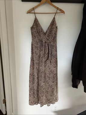 Pulse Boutique Leopard Print Slip Dress with Spaghetti Straps  (NEW)